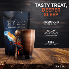 RYZE Hot Cocoa - with 6 Sleep Superfoods to Help Fall Asleep and Stay Asleep - Clean Style